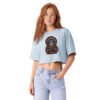 Mahavatar Keanu Blessing women's garment-dyed cropped tee front light washed denim