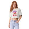 Puddy Tat Women's Garment-Dyed Cropped Tee — vintage white front | Keanu Organics