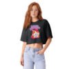 Puddy Tat Women's Garment-Dyed Cropped Tee — washed black front | Keanu Organics