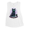 Realm Guardian muscle tank in White, front — original cat art by Keanu Organics