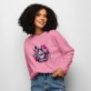 Neon Heartbreak women's psychedelic cat crewneck front