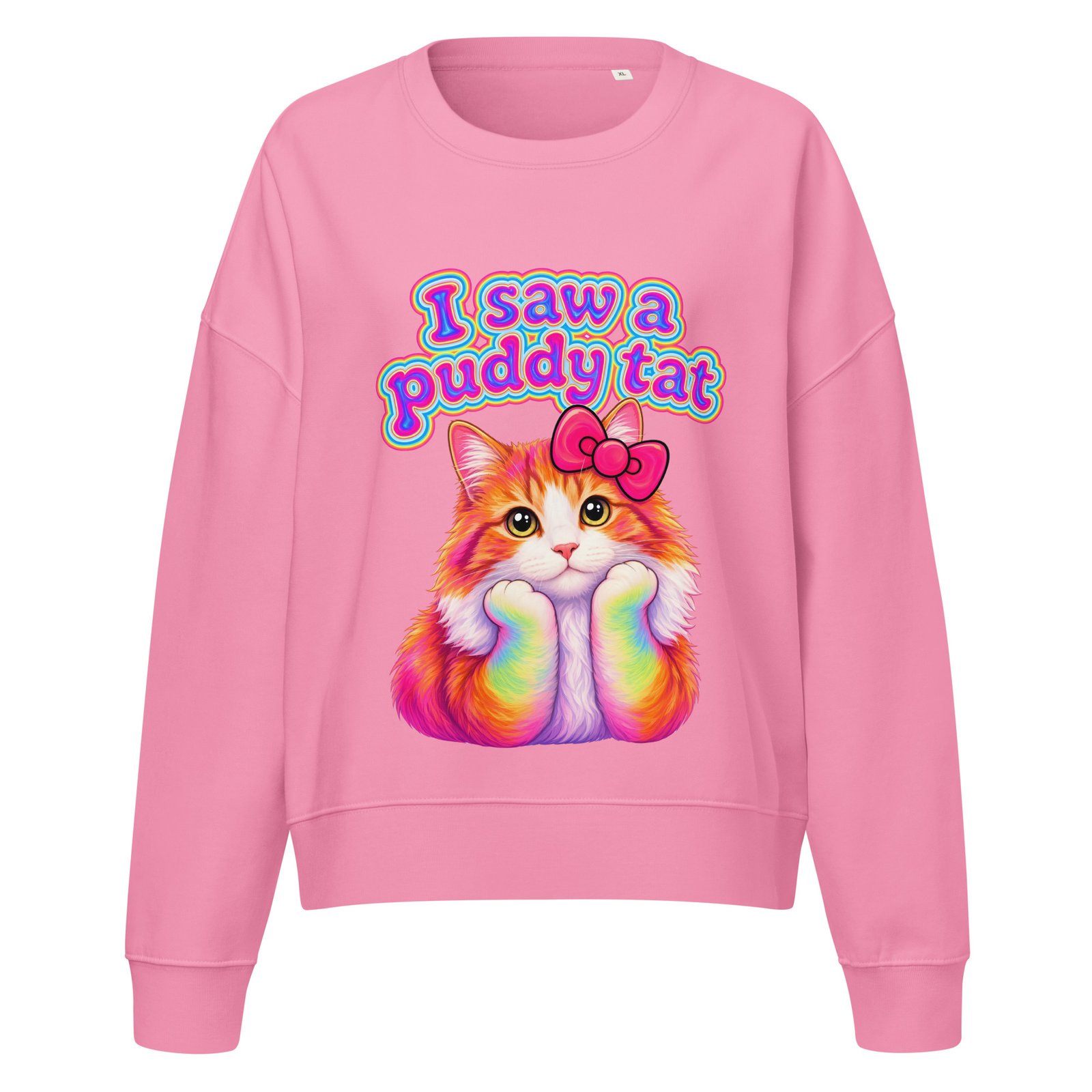 Puddy Tat Crew Sweatshirt bubble pink front