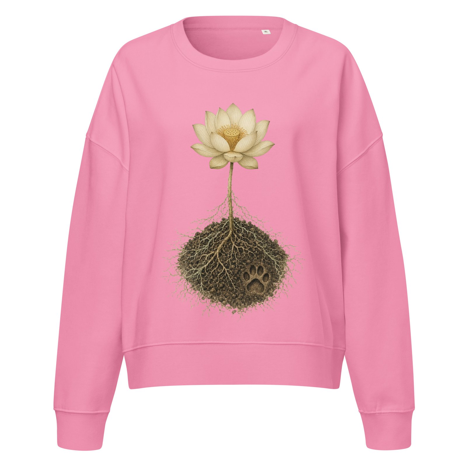 Lotus Paw Crew Sweatshirt bubble pink front