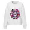 Neon Heartbreak women's psychedelic cat crewneck front