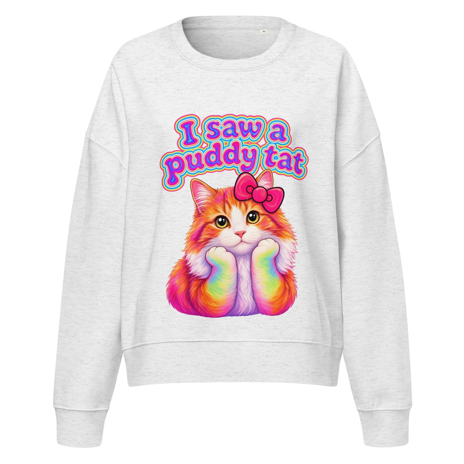 Puddy Tat Crew Sweatshirt cool heather grey front