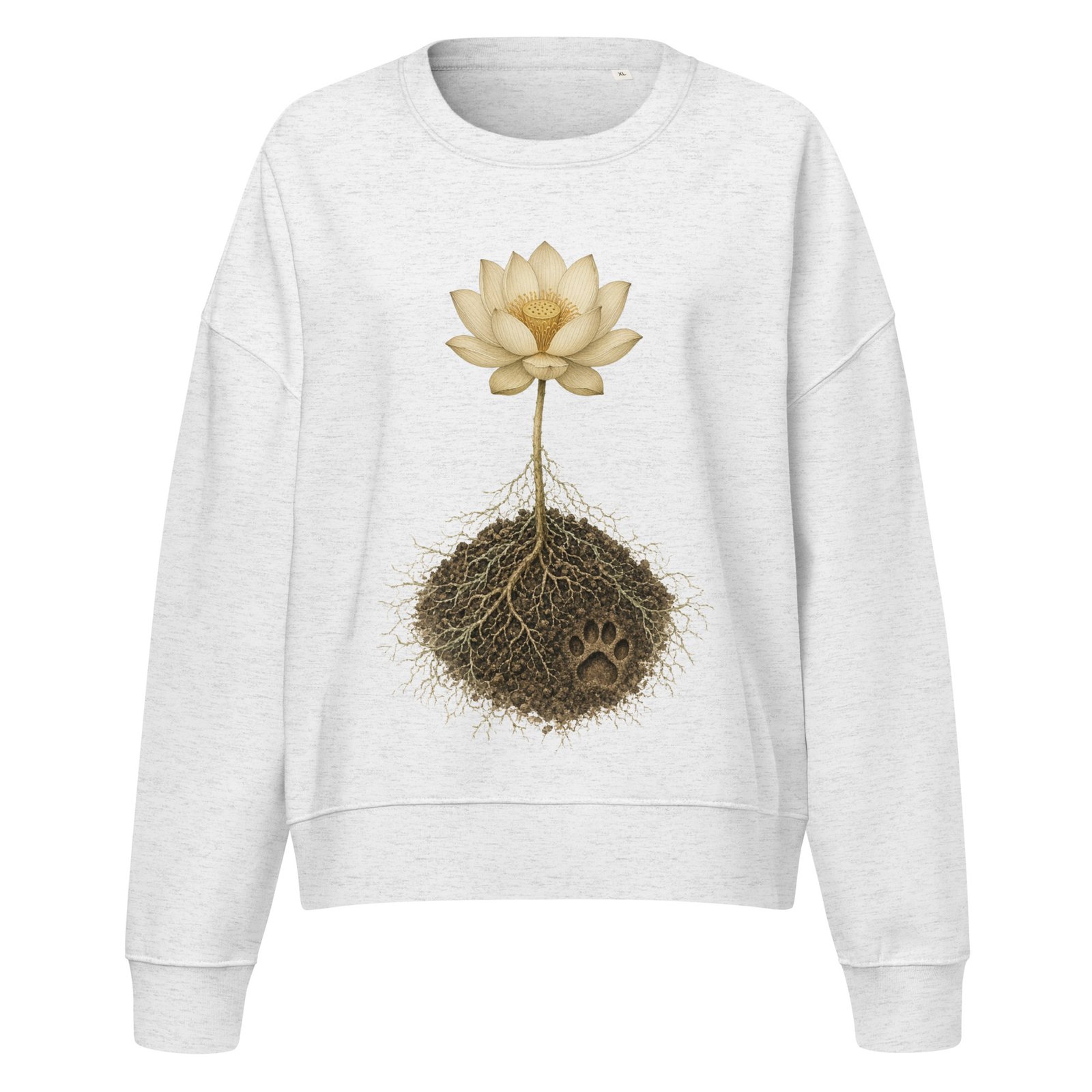Lotus Paw Crew Sweatshirt cool heather grey front