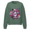 Neon Heartbreak women's psychedelic cat crewneck front
