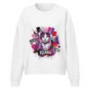 Neon Heartbreak women's psychedelic cat crewneck front