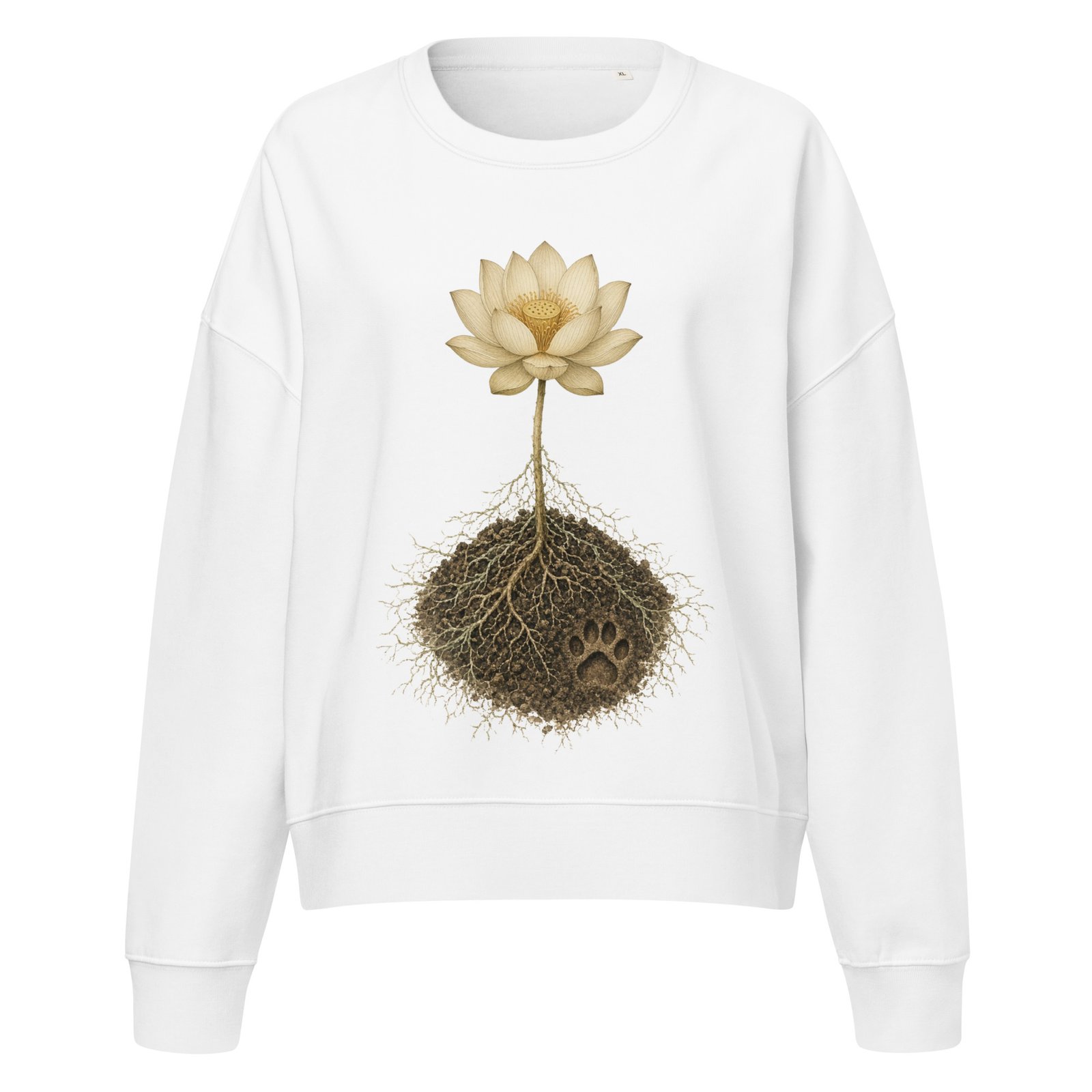 Lotus Paw Crew Sweatshirt white front