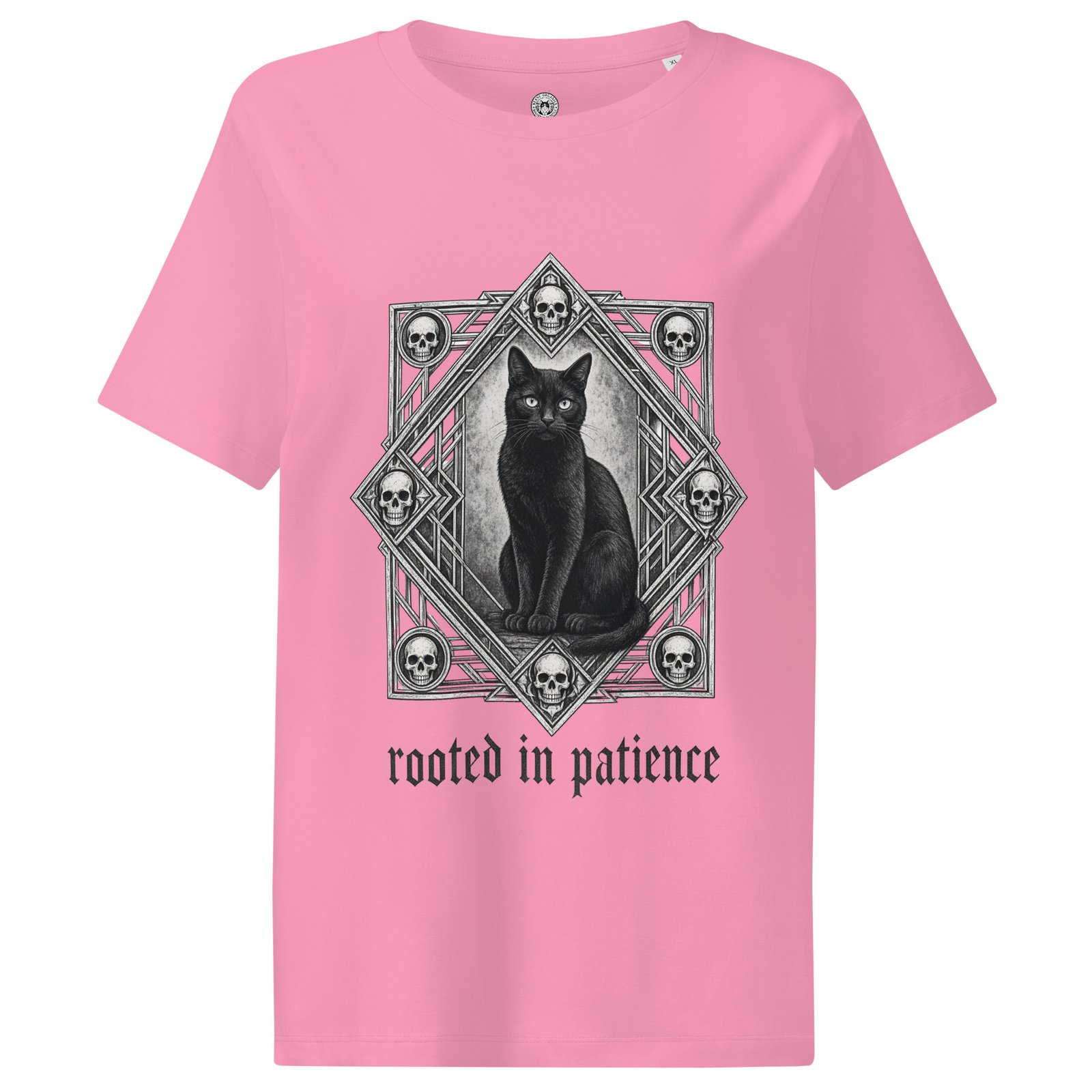 Patience & Poison women's ribbed neck t-shirt front bubble pink