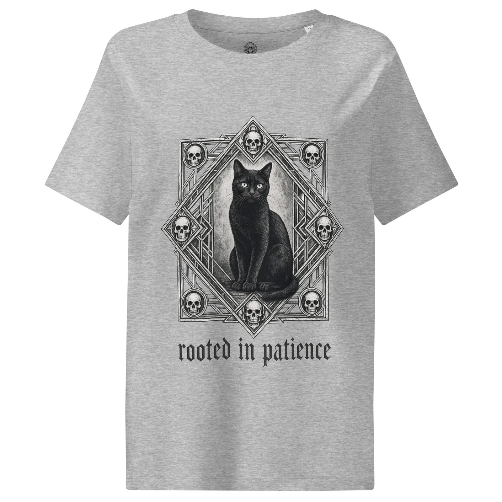 Patience & Poison women's ribbed neck t-shirt front heather grey