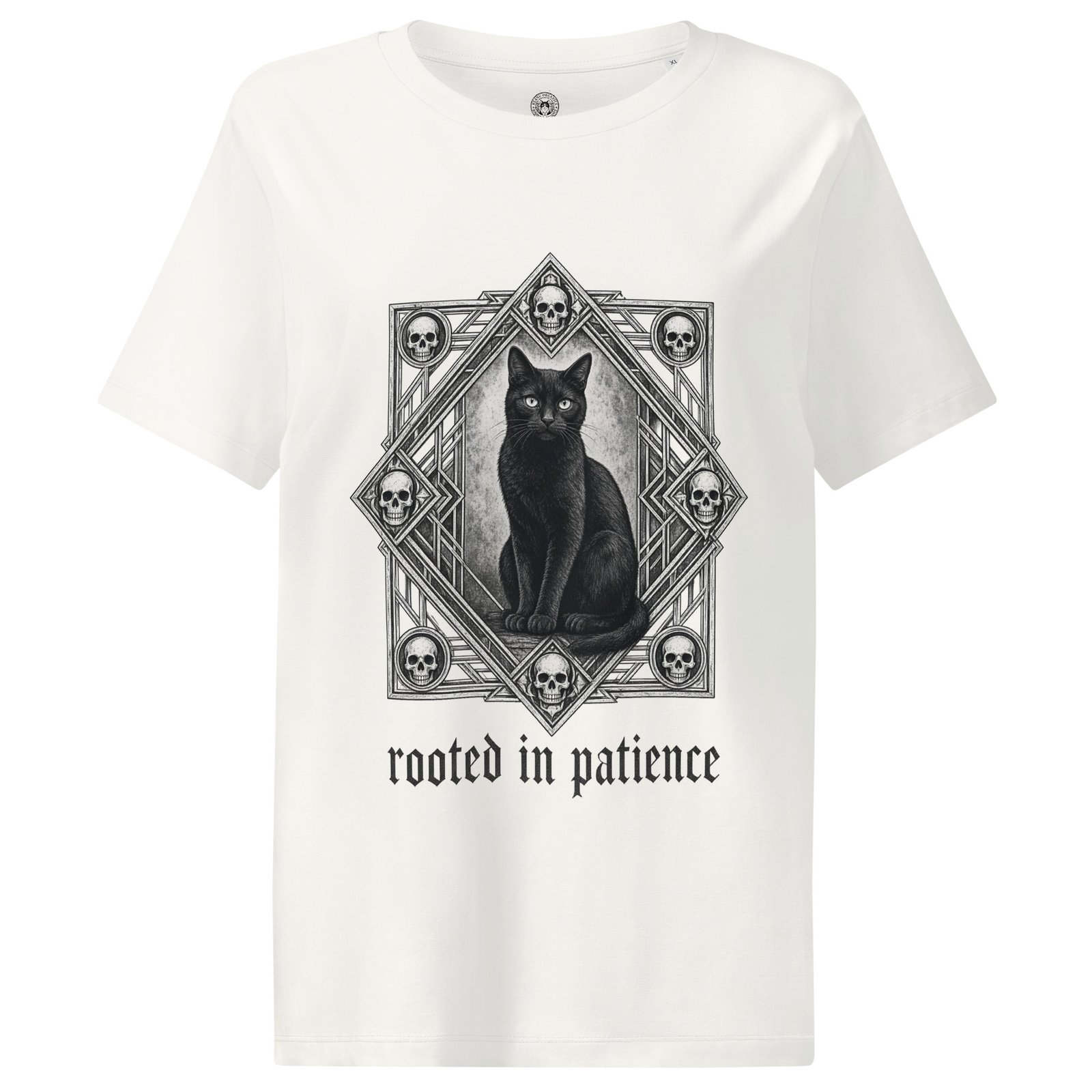 Patience & Poison women's ribbed neck t-shirt front off white
