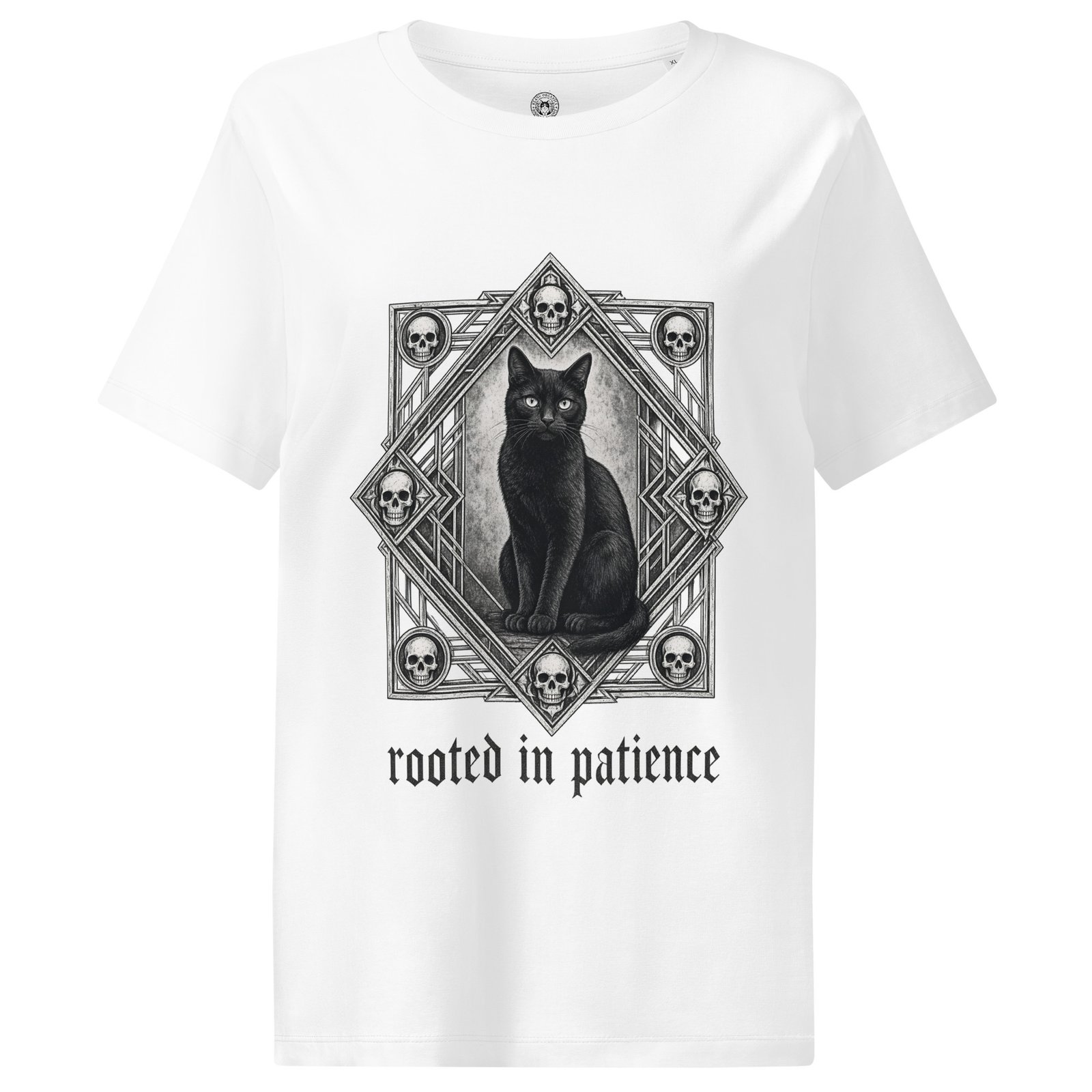 Patience & Poison women's ribbed neck t-shirt front white
