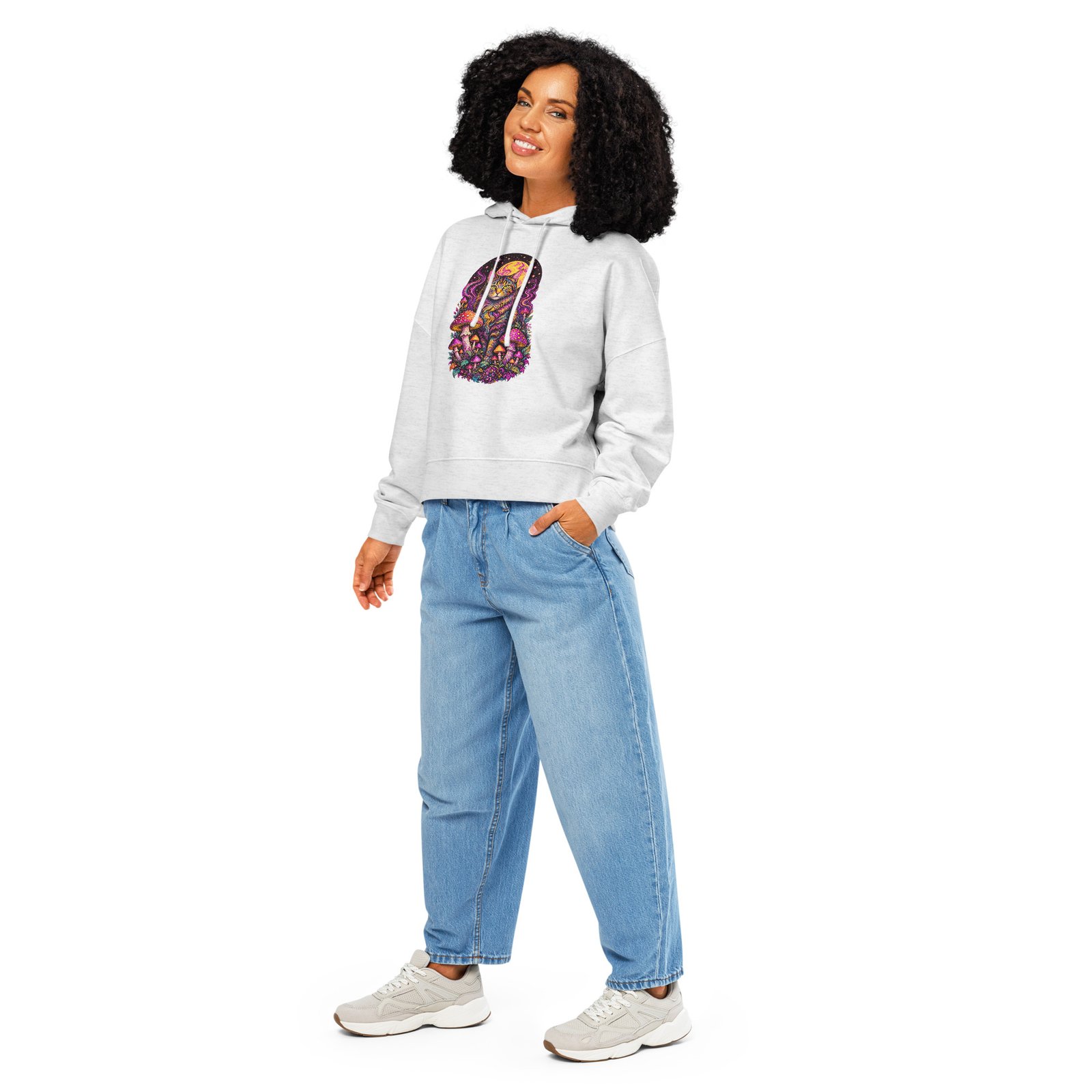 Forest Guardian women's organic mid-weight hoodie front cool heather grey
