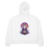 Prismatic Awakening — Organic Cotton Midweight Women's Cosmic Cat Hoodie — White — back