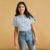 Lavender Dream cotton youth tee in Light Blue — moon and cloud print