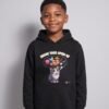 Boy wearing the black Distracted Keanu kids hoodie by Keanu Organics