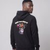Back view of a man wearing the black Distracted Keanu raglan hoodie by Keanu Organics