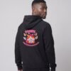 Back view of a man wearing the black Distracted Puddy Tat raglan hoodie by Keanu Organics