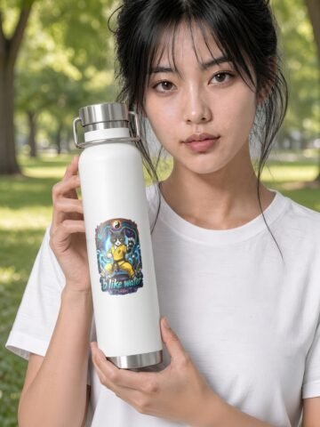 B Like Water Copper Bottle in white held by model in the park