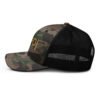 K Cat Camo Trucker Hat in Camo/Black – left side