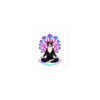 Mushroom Meditation Die-Cut Sticker — Keanu in lotus pose under neon mushrooms