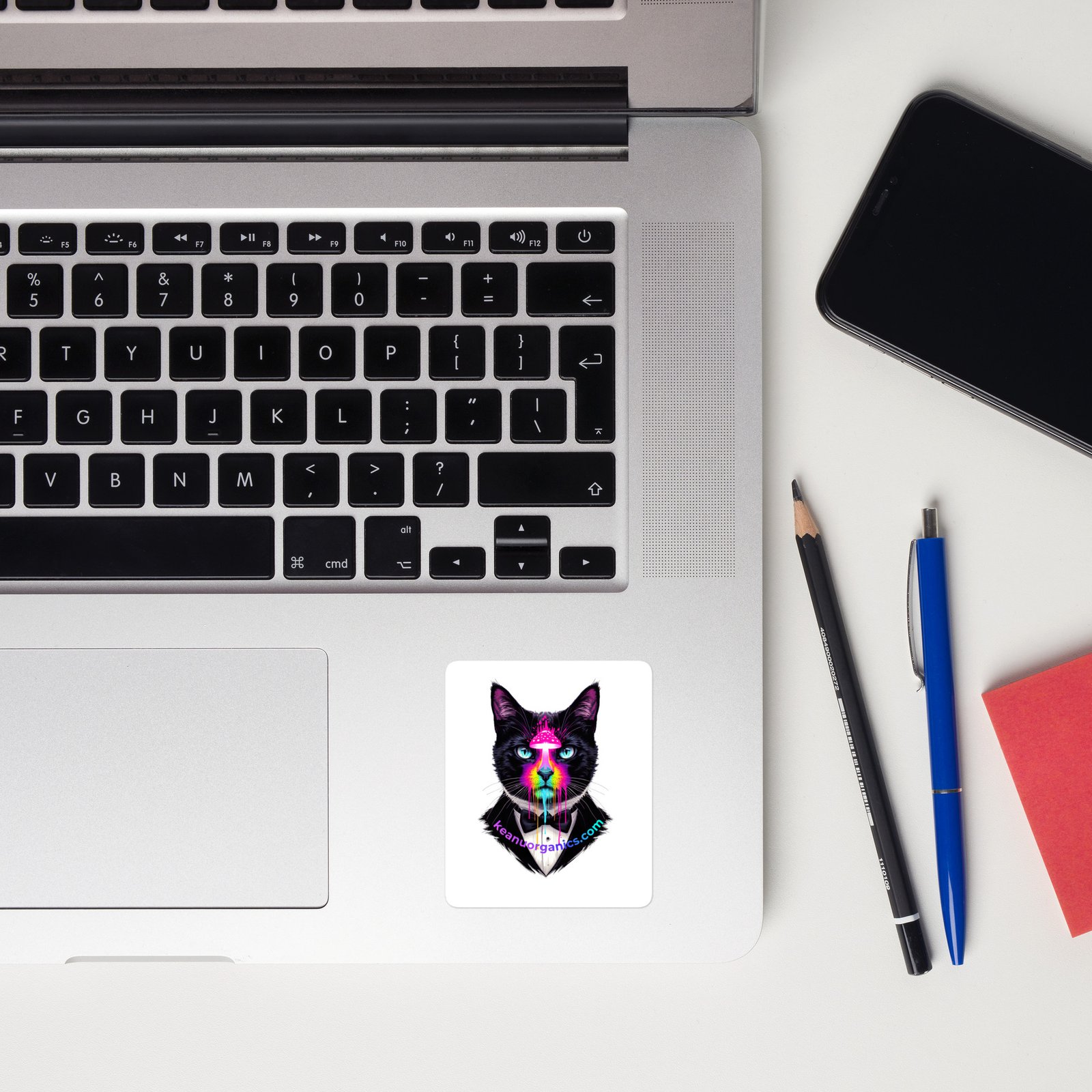 Hypnotic Keanu Die-Cut Sticker on a laptop