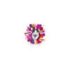 Purr-fectly Me Die-Cut Sticker — Keanu under BIG HEART, LOVE, and PURR-FECTLY ME tags in a neon paint burst