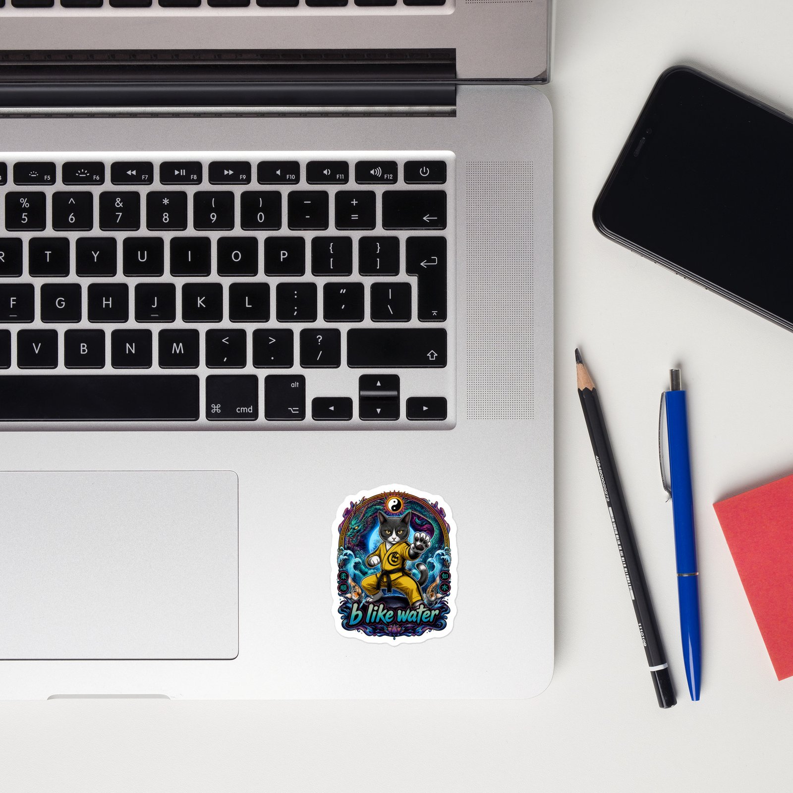 B Like Water Die-Cut Sticker on a laptop