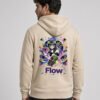 Man wearing the Desert Dust Flow State midweight hoodie, back view