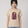 Woman wearing the Desert Dust Forest Guardian Tee, front view showing the Forest Guardian design