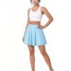 Keanu Logo Skater Skirt — Night Edition in sky blue, worn by model