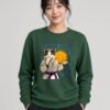 Woman wearing the Bottle Green Keanu's Breathwork Sweatshirt, front view