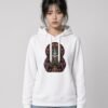 Woman wearing the White Mahavatar Blessing Side-Pocket Hoodie, front view showing the Mahavatar Keanu blessing design