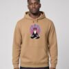 Man wearing the Sandstone Mushroom Meditation heavyweight hoodie, front view