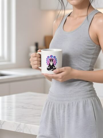 Mushroom Meditation Mug held by model