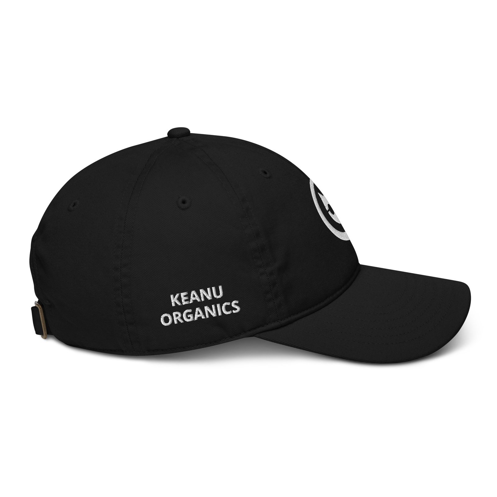 Keanu White Logo Dad Hat in Black – right side