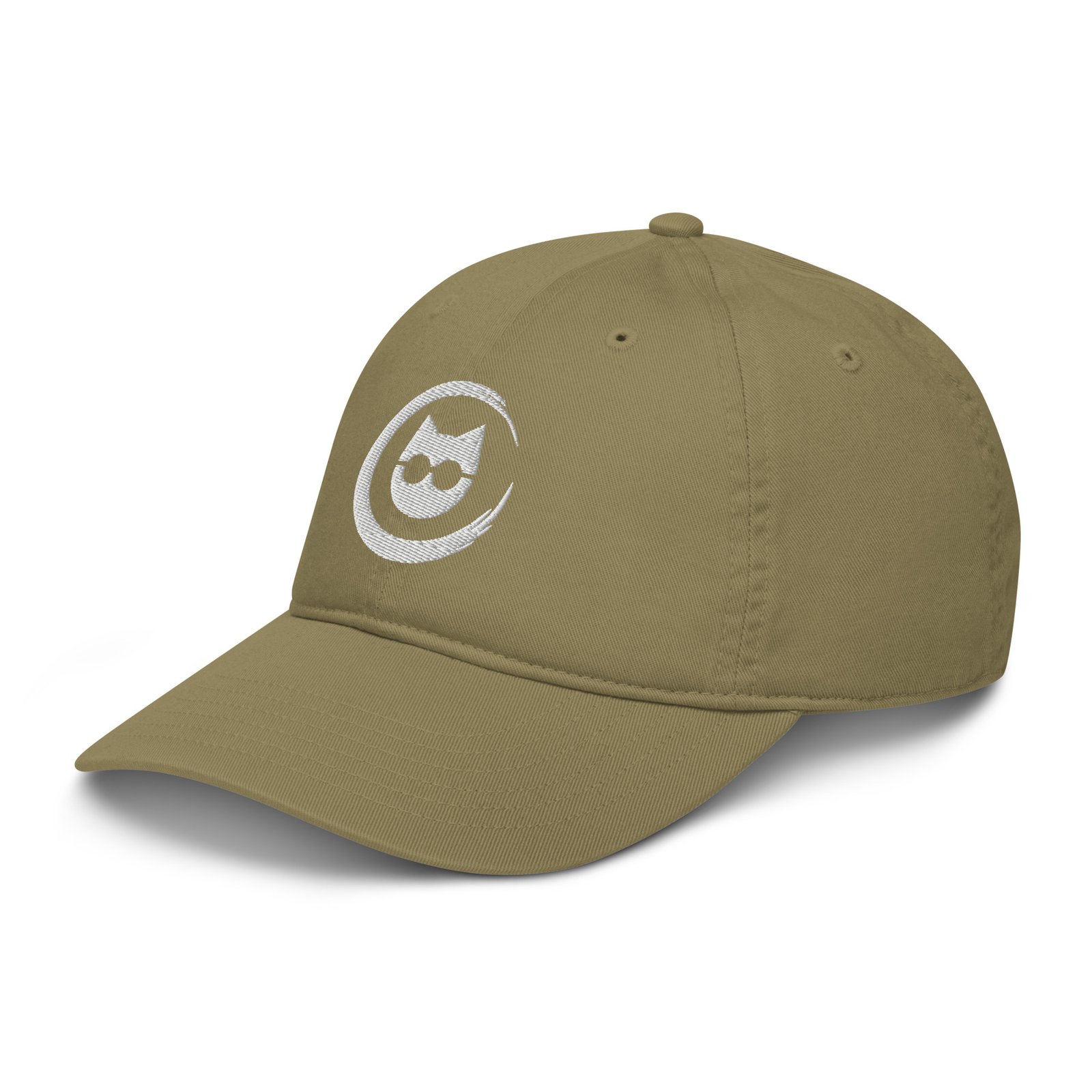 Keanu White Logo Dad Hat in Jungle – left front view