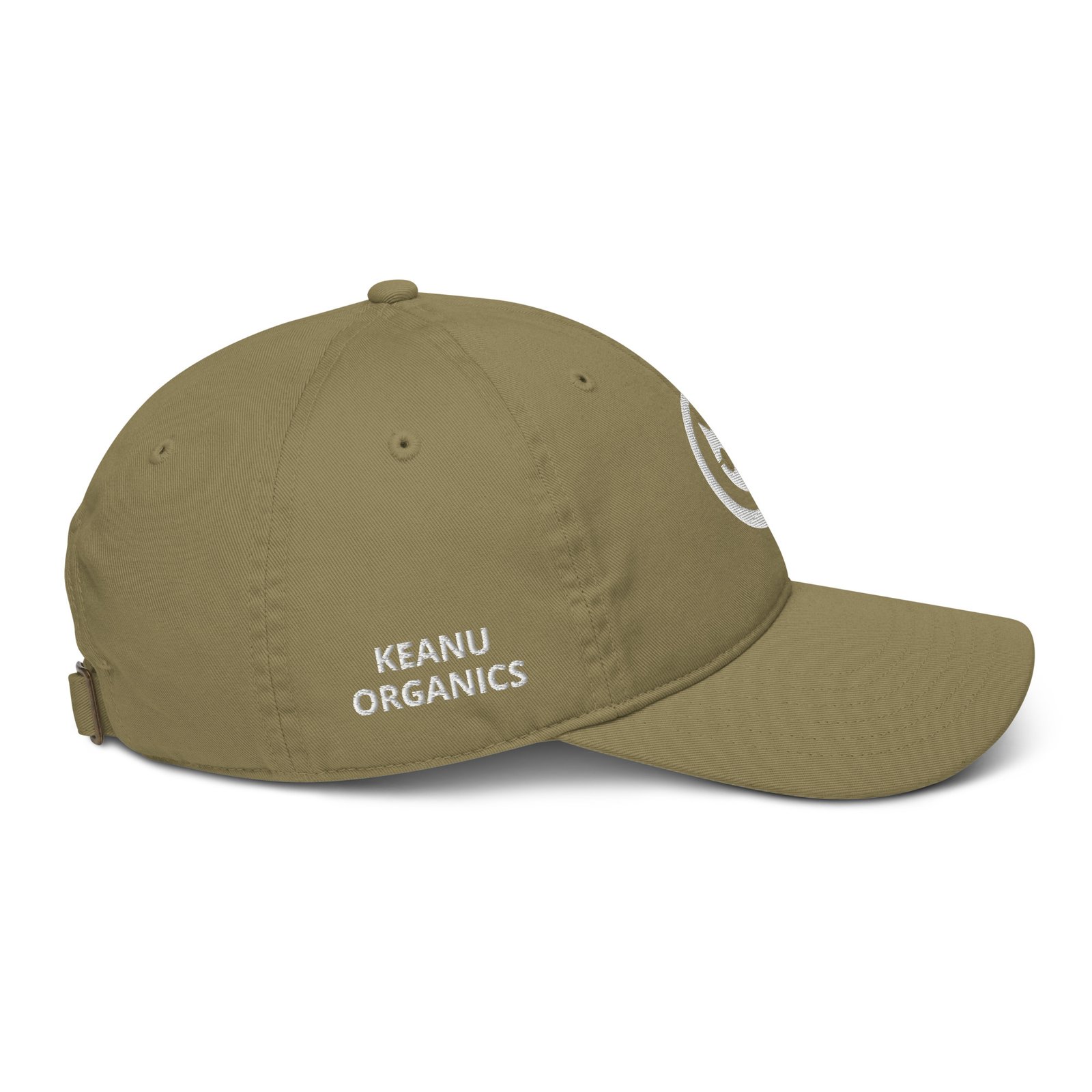 Keanu White Logo Dad Hat in Jungle – right side