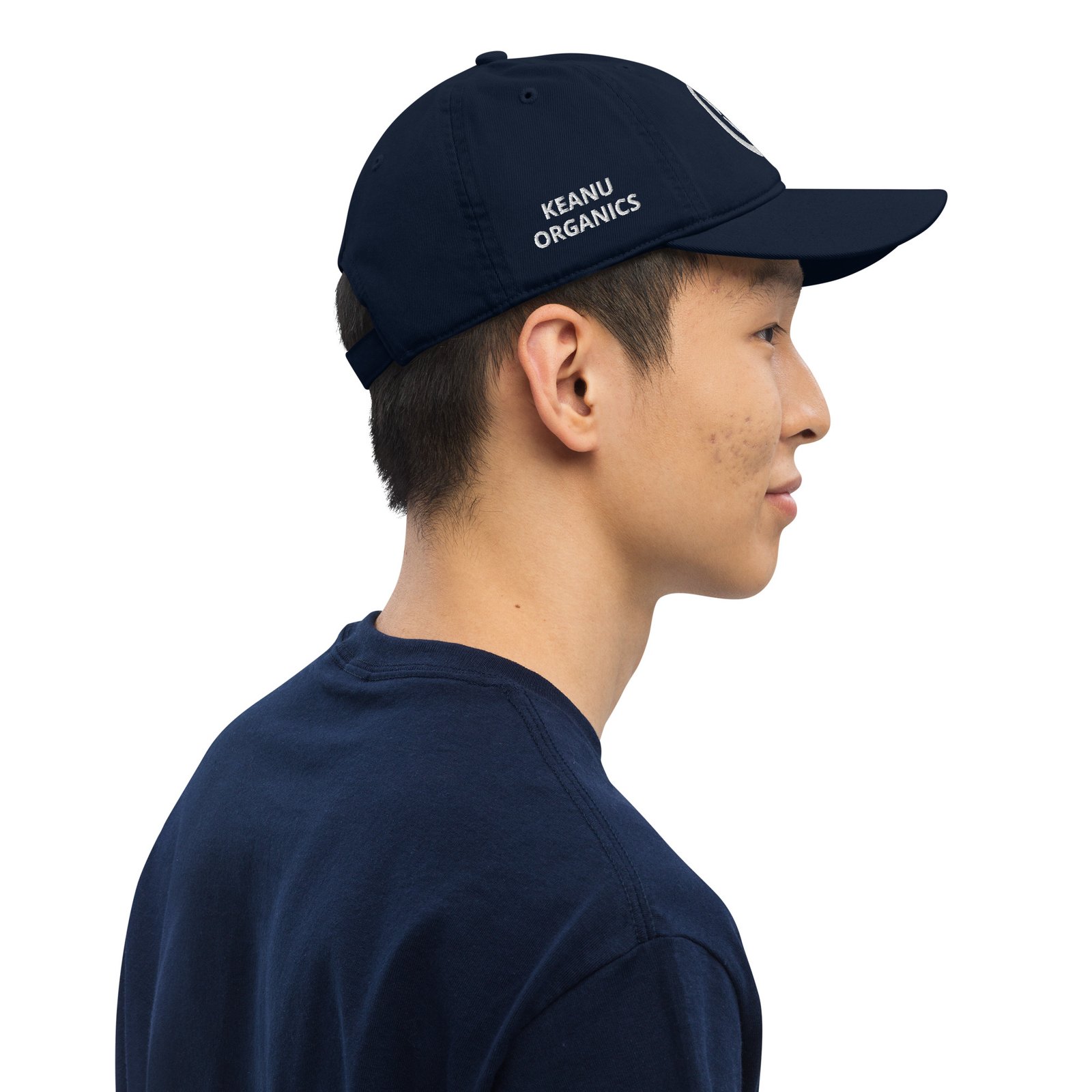 Keanu White Logo Dad Hat in Pacific – right side