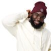 Keanu Logo Beanie in Burgundy – front view