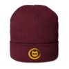 Keanu Gold Logo Beanie in Burgundy – front view