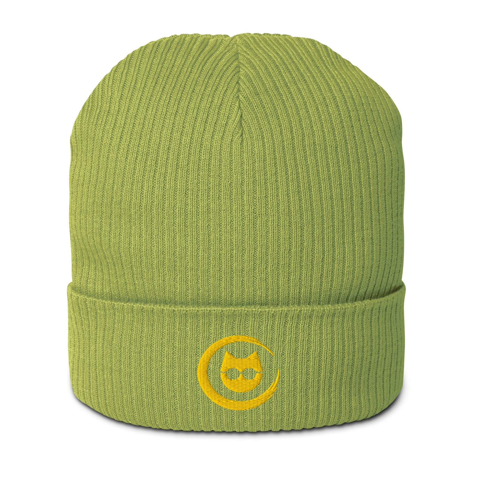 Keanu Gold Logo Beanie in Leaf Green – front view