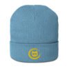 Keanu Gold Logo Beanie in Light Avio Blue – front view