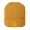 Keanu Gold Logo Beanie in Mustard Yellow – front view