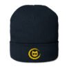 Keanu Gold Logo Beanie in Oxford Navy – front view