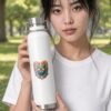 Prism Copper Bottle in white held by model in the park