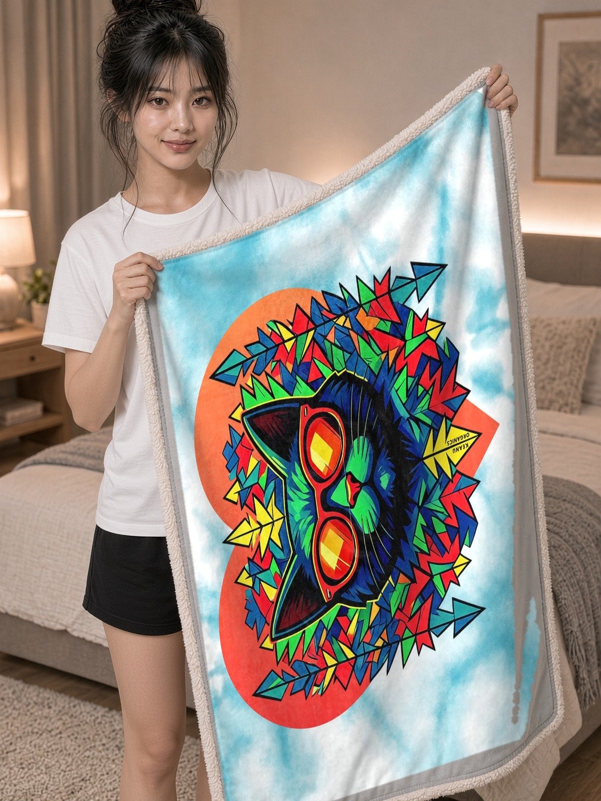 Prism Sherpa Blanket held by model
