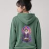 Woman wearing the Green Bay Prismatic Awakening Midweight Hoodie, back view