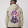 Man wearing the Desert Dust Prismatic Awakening Organic Heavyweight Hoodie, back view